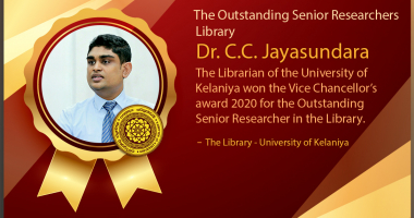 Dr. C.C. Jayasundara, the Librarian of the University of Kelaniya won the Vice Chancellor’s award 2020 for the Outstanding Senior Researcher in the Library.